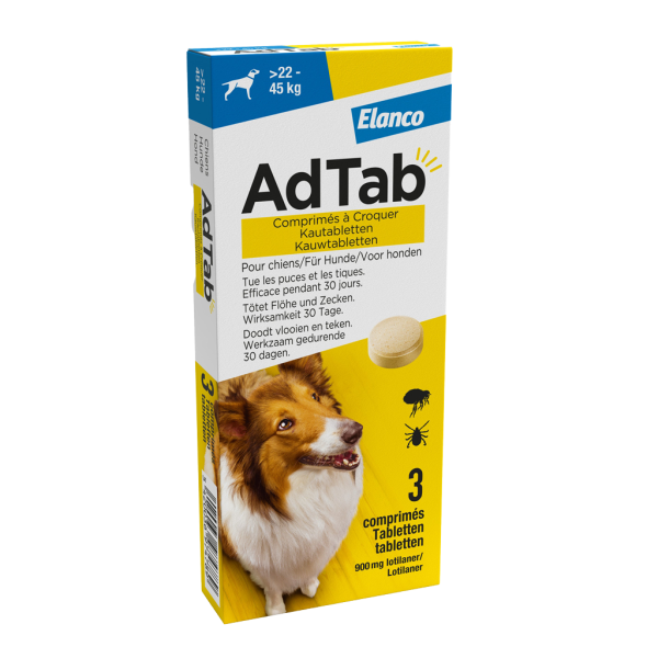 Adtab kauwtablet voor honden vlo en teek (22- 45 kg)