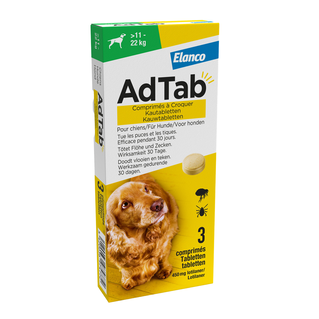 Adtab kauwtablet voor honden vlo en teek (11 - 22 kg)